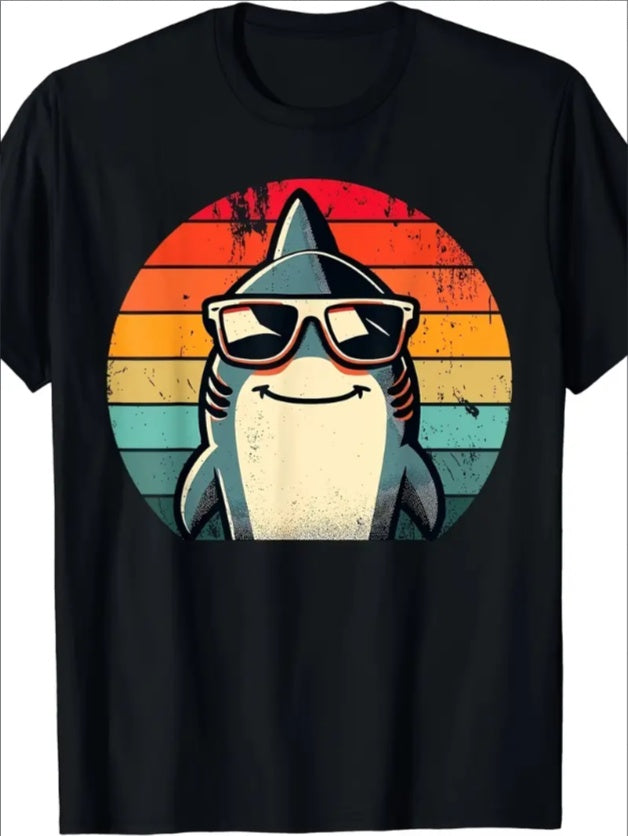 Cool Retro Shark Sunglasses 70s 80s 90s  Shark T-shirt - TRENDYS