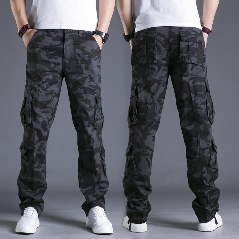 Cotton Multi-pocket Loose Cargo Trousers Straight Outdoor Large Size Camouflage Men's Pants - TRENDYS