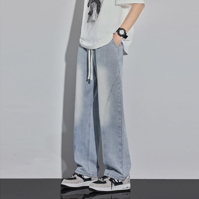 Spring And Summer Retro Distressed Straight Pants - TRENDYS