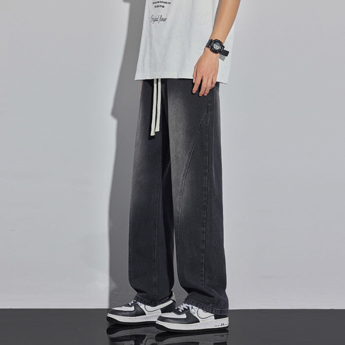 Spring And Summer Retro Distressed Straight Pants - TRENDYS