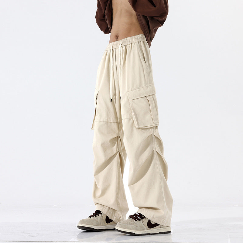 Overalls Men's Retro Trendy Pleated Straight-leg Trousers Casual - TRENDYS