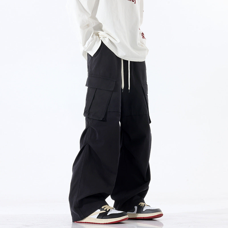 Overalls Men's Retro Trendy Pleated Straight-leg Trousers Casual - TRENDYS