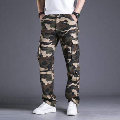 Cotton Multi-pocket Loose Cargo Trousers Straight Outdoor Large Size Camouflage Men's Pants - TRENDYS