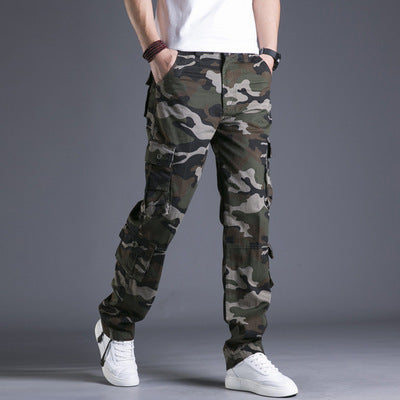 Cotton Multi-pocket Loose Cargo Trousers Straight Outdoor Large Size Camouflage Men's Pants - TRENDYS