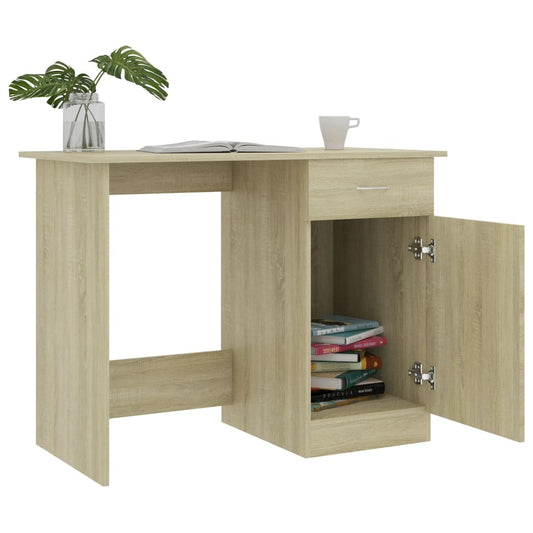 vidaXL Desk Sonoma Oak 100x50x76 cm Engineered Wood - TRENDYS