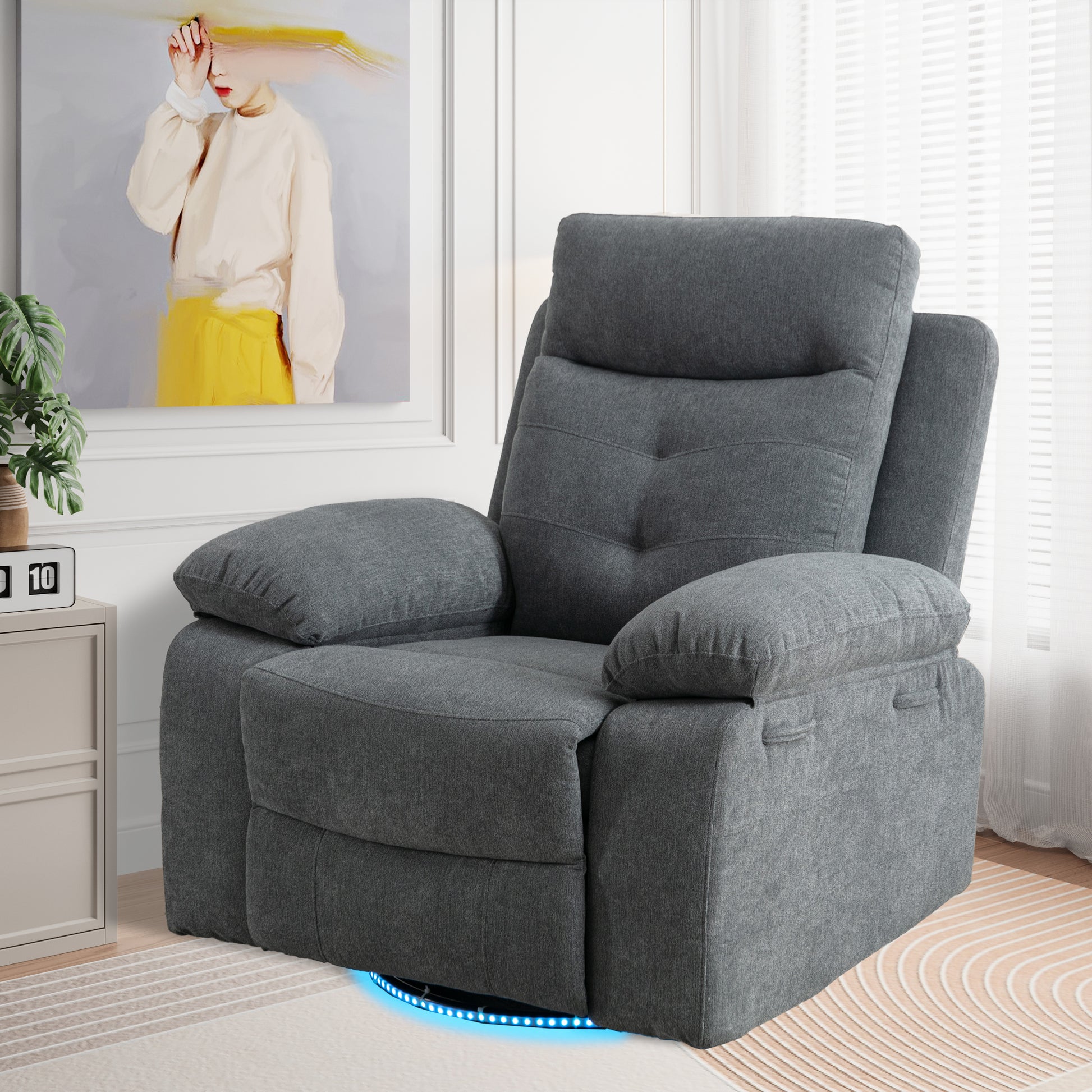 Rotating Electric Recliner Sofa with speaker & LED light - TRENDYS