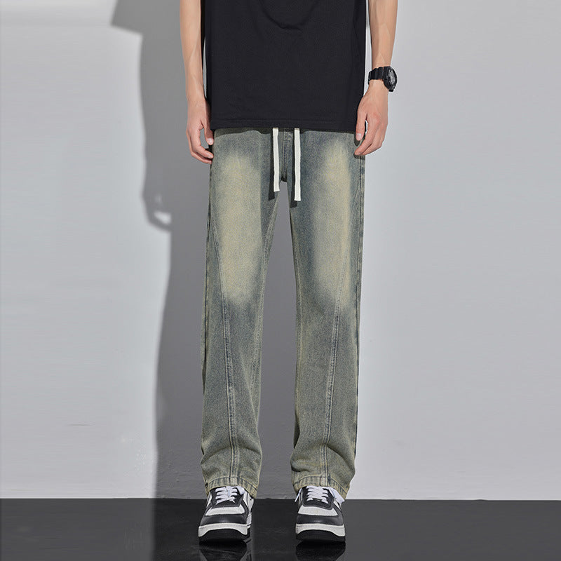 Spring And Summer Retro Distressed Straight Pants - TRENDYS